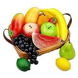 Packung mit künstlichen Früchten, gefälschte Früchte für die Inneneinrichtung, Party-Chirstmas-Dekortierung, Fruchtmodel für Fotoshooting, gefälschte Erdbeere, Mango, Bananen. Insgesamt 14 Stück / Set