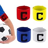 4 STK Kapitänsbinde Fußball Armbinde Erwachsene Junior Verstellbare Captain Armband Multicolor Elastic Kapitäns Armbinden Fußball Armband Gummizug Spielführerbinde für Herren Mädchen Viele Sportarten