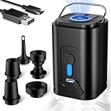 Elektrische Luftpumpe mit LED Campinglampe – Mini Akku Pumpe mit 5 Düsen & USB-C | Bis zu 15 Anwendungen oder 18 Min Laufzeit | Für Luftmatratze, Schwimmring, Vakuumbeutel & Camping