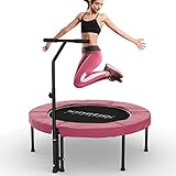 KINETIC SPORTS Fitness Trampolin Indoor Ø 102 cm | Testbild Top Marke Garten | extra leise und gelenkschonend | inkl. Gummiseilfederung | 4-Fach höhenverstellbarer Haltegriff | Max. belastbar 120 kg