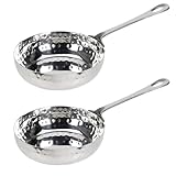 2er Set Edelstahl Mini Pfanne Gehämmert mit Stiel ø 11 cm Fassungsvermögen 260 ml Servierpfanne