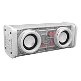 Bewinner Tragbarer BT 5.3 -Lautsprecher mit Lichtern, Desktop -Subwoofer mit Leistungsstarken Dual -Lautsprechern, Kleiner Drahtloser Lautsprecher für die Home -Outdoor -Party (White)