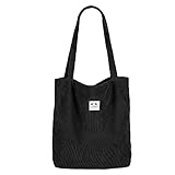 BROADREAM Cord Tasche Damen Umhängetasche mit Reißverschluss,Groß Shopper Tasche Tote Bag Handtasche Fashion Schultertaschen für Arbeit Alltag, Büro, Schulausflug und Einkauf