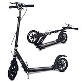 ISE Big Wheel Scooter Tretroller 200mm Roller Cityroller Klappbarer Scooter 93-107cm mit 2 Räder,Handbremse für Erwachsene und Kinder,belastet 100 kg,2 Farbeauswahl,nach EN957 geprüft