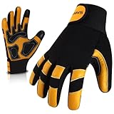 SAWANS Leder-Gartenarbeitshandschuhe, Garten, dornensicher, atmungsaktive Konstruktion, flexible Mechanik für Arbeit, Herren und Damen, Utility-Sicherheitshandschuhe, Rigger (Gelb, L)