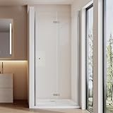 Cozynest Duschtür 90 cm Einzelfalttür Falttür Nische Dusche für Duschkabine Duschabtrennung, Rahmenlos Faltbar Duschfalttür 180° Schwingtür Duschwand Glas 6mm ESG-Sicherheitsglas, Höhe 185cm