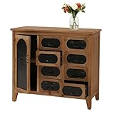 Mendler Apothekerkommode HWC-O63, Schrank Schubladen Staufach Vintage Shabby Industrial, Holz Metall 80x91x40cm - Korpus Natur