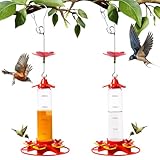 Vogelfutterspender Hängend, Kolibri Futterspender mit 6 Port, Ameisen und Bienenschutz, Kunststoff Wildvogelfutterspender, Vogel Futterstation, Futtersäule, Wildvögel Futtersilo
