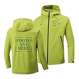 WUWWUT Individuell gefertigte, wasserdichte, winddichte Jacke für Herren, individueller leichter Regenmantel mit Kapuze, mit Logo, Outdoor-Trenchcoat, grün, XL