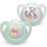 NUK Star Babyschnuller | 6-18 Monate | Beruhigt 99 % der Babys | BPA-freie Silikonschnuller | Winnie the Pooh | Mit Etui | 2 Stück