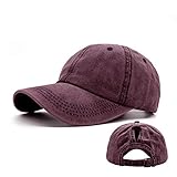 Ruyosn Basecap Damen Zopf Kappe Vintage Atmungsaktiv Verstellbar für Pferdeschwanz Sonnenschutz Hip Hop Baumwolle Mädchen Baseball Kappe Sommer Wein