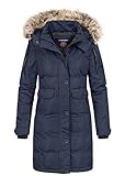 Geographical Norway Damen Winterjacke Parka Kapuze Webpelz abnehmbar Storm cuffs Patches navy, Gr:M