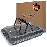 WESMA® Backblech mit Deckel 40 x 33 x 8 cm | Premium rechteckige Backform mit Transporthaube für Blechkuchen & Kuchentransport | Kuchen Transportbox, Kuchentransportbox, Kuchenbox, Kuchenbehälter