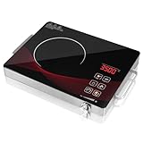 Bellanny Induktionskochplatte Induktionskochfeld, 3500W Tragbar Kochplatte für Küche mit Stecker | kleine Herdplatte | Schnelles Aufheizen, Stufenlose Einstellung, Drehknopf, Touch-Steuerung