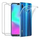 iLiebe Huawei P20 Lite Hülle + Schutzfolie,[1 Hülle + 2 Schutzfolie] Schutzhülle Handyhülle Kratzfeste Soft TPU Bumper Case Cover,[2 Pack] 9H Schutzfolie Hartglas Glas