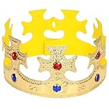 O-Kinee König Krone Kreuz,Goldene Krone Herren,Königskrone Erwachsene,Kronen Königin Prinz,Fasching Crown Gold,Karneval König Kostüm Accessoire,Geburtstagskrone Kopfbedeckung,Einheitsgröße