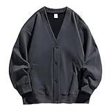 SAUTRV Herren-Strickjacke, V-Ausschnitt, Strickweste, Herren-Strick-Tops, Herrenmantel, Wolle, grau, XXL