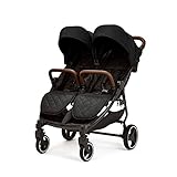 Ickle Bubba Venus Doppel kinderwagen - geeignet von Geburt bis 15 kg (ca. 3 Jahre), leichter, faltbarer Zwillingskinderwagen mit Regenschutz (Schwarz)