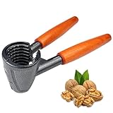 WinGluge Nussknacker Metall, Nutcracker, NußKnacker für Walnüsse, Walnussöffner, Walnussknacker Nusszange mit rutschfeste Holzgriff, Nussöffner, für Walnut Haselnüsse Nuss, Schwarz/Orange Farbe