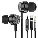 Kopfhörer mit Kabel, In Ear mit Mikrofon, Geräuschunterdrückung Stereo und HiFi-Klang, 3.5mm Ohrhörer Kompatibel für Samsung Galaxy, iPhone, Smartphone, MP3 Players usw, Schwarz