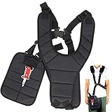 Funmo Tragegurt Schulterriemen für Motorsense, Doppel Schultergurt Tragegurt für Motorsense, Rasentrimmer Freischneider, Verstellbarer Rasentrimmer-Gurt, Schultergurt Rasentrimmer