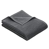 Ibena Porto Sofaschoner 75x200 cm - weich, strapazierfähig & maschinenwaschbar, Sofaschutz grau einfarbig