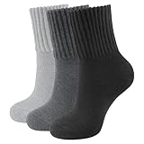 CLOSEMATE Thermosocken Damen Socken 3 Paar Wintersocken Warme Dicke Gestrickte Stricksocken Gekämmte Baumwollsocken Haussocken 35-38 39-42 1Schwarz 1Dunkelgrau 1Hellgrau