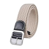 YXADGML Canvas-Gürtel Gewebter Canvas-Gürtel for Herren und Damen, elastisch, elastischer Hosengürtel, vielseitiger Freizeitgürtel mit Dornschließe, Damen- Kindergürtel(A328 beige)
