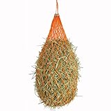 Heunetz Pferde, Langsames Füttern Engmaschig Heubeutel Artgerechte Fütterung, Verbessert Verdauung Nylon Dicker Verstellbarer Heutasche Stroh Futterbeutel, Pferde Schafe Ziegen (Orange,50inch1.6')
