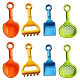 Sand Sifter 8pcs Kinder Strand Sandschaufeln Plastik Plastik Rake Beach Sand Sifter Spielzeugschaufel Garten Strand Sandschaufeln Spielzeug Set für Teenager, 4 Stile (zufällige Farbe)