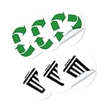 Homoyoyo Teiliges PVC Mülltonnenaufkleber Selbstklebende Umweltfreundliche Abfalltrennungs etiketten Langlebig Reißfest für Küche Garten und Recyclingbehälter