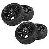 BQLZR 4PCS Rhombic Pattern Hub Wheel Rim&Tires 1:10 RC On-Road Racing Car