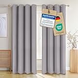 Blumtal Verdunklungsvorhänge 2er Set - Thermovorhang Hitzeschutz - Vorhang Blickdicht mit Ösen - Gardinenschals mit Schlaufen - Lärmschutzvorhang-Gardinen 175x140cm - Vorhänge Grau