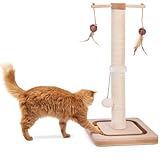 CanadianCat Company | Kratzstamm für Katzen - Charly - mit Spielzeug | interaktives Katzenspielzeug selbstbeschäftigung | mit 60cm-hoher Kratzsäule | ca. 29 x 29 x 65 cm