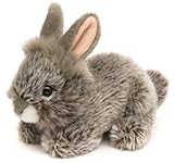 Uni-Toys - Angorakaninchen grau, liegend - 18 cm (Länge) - Plüsch-Hase, Kaninchen - Plüschtier, Kuscheltier