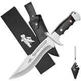 sukudon Outdoor Messer, Jagdmesser,Großes Survival Messer mit Holster Messerschärfer mit Kompass，Bushcraft Messer set für Outdoor Jagd Wandern，Camping Survival Messer