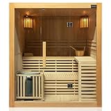 Dewello® Finnische Sauna Sarnia 180x140 Kabine aus Hemlock Tannenholz mit 6KW HARVIA Ofen 2-4 Personen inkl. komplettem Zubehör