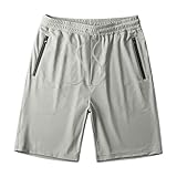 Ewleguzka Lässige Herren-Shorts, leichte Golf-Shorts für Herren, Stretch, mit Reißverschlusstaschen, schnell trocknend, atmungsaktiv, Arbeitsshorts, grau, 5XL