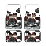 Auto Fußmatten Set von 4 Stück vorne & hinten Auto Fußmatten Full Sets Heavy Duty Anti-Rutsch Auto Fußpolster Cool Drum Set Automatte Universal Auto Boden Teppich Teppiche