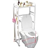Das Regal über der Toilette ist ein bodenstehendes, mehrschichtiges Regal, das stabil und tragfähig ist und für Toilettenwaschmaschinen geeignet ist (schwarz, einlagig).