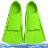 Schwimmflossen Kinder, Silikon Schnorchelflossen Kurz, Kurzflossen Kinder, Kinderflossen Kurze Trainingsflossen Taucherflossen Kurzschwimmflossen für Jungen Mädchen (Zitronengrün, S (33-35))