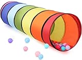 LATERN 180CM Spieltunnelzelt für Kinder, 46CM Runder Öffnung Babytunnel Bunter Pop-Up Kriechtunnel Zusammen Klappbares Zeltgeschenk für Jungen Mädchen Haustiere Spielen Drinnen Draußen Garten Spiel