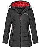 Geographical Norway Damen Winterjacke Parka Damenjacke Damenmantel Wintermantel Damen Jacken Outdoorjacke Warm Kunstfellkragen Gefüttert D-457 Anthrazit L