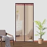 Robuster Türschutz, Magnetverschluss, Türgitter, selbstdichtend, reißfest, einfache Montage, feines Netz, hält Insekten fern, 85 x 250 cm (Breite x Höhe), Braun