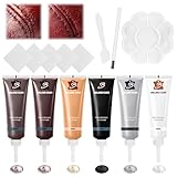 Lederreparatur Creme, Leder Reparatur Set, 6 Farben Kunstleder Reparaturset,Kunstleder Reparieren, Kunstleder Reparaturset mit Schwamm & Poliertuch,für Auto Lederlenkrad Sofa Gürtel Kratzer Risse