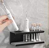 LXBCTOP Elektrische ZahnbüRste Halter, Halterung Elektrische ZahnbüRste, Aluminiumlegierung Zahnputzbecherhalter, ZahnbüRstenhalter Wand Ohne Bohren, ZahnbüRstenhalter Schwarz 6 Loch
