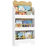 AIYAPLAY Bücherregal für Kinder Kinderregal mit 3 Ablagen Aufbewahrungsregal aus Holz Spielzeugregal für Spielzeug Bücher Standregal Kinderzimmerregal für Kinderzimmer Spielzimmer 55x15x110cm Weiß