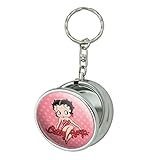 Betty Boop Taschenaschenbecher mit Zigarettenhalter, gepunktet, tragbar, Reisegröße, Pink