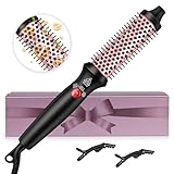 38mm Thermal Brush lonic Wärmebürste, 3 IN 1 LCD-Display Ionen Thermobürste Lockenstab Heiße Bürste 160-200℃, mit 2 Clips, für Verwendet als Kamm, Glätteisen, Lockenstab