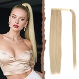 Mulaibdin Ponytail Extension Blond, Haarverlängerungen Zopf Extension mit Klammer, Perrücke Frauen Lang 60cm, Pferdeschwanz Haarteil Glatt, Braids Extensions, Haarteil Zopf mit Kordelzug